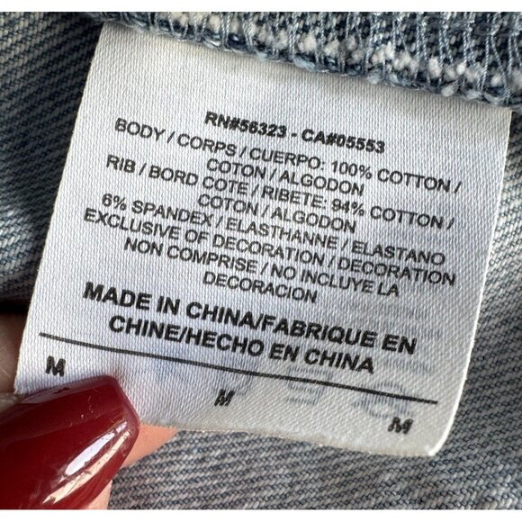 Nike Women's Sz M Destroyer Denim Bomber Jacket Light Blue W/ Contrast Tan Trim - Picture 5 of 13